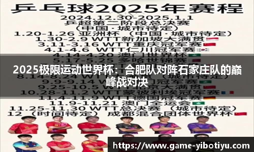 2025极限运动世界杯：合肥队对阵石家庄队的巅峰战对决